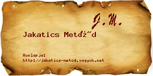 Jakatics Metód névjegykártya